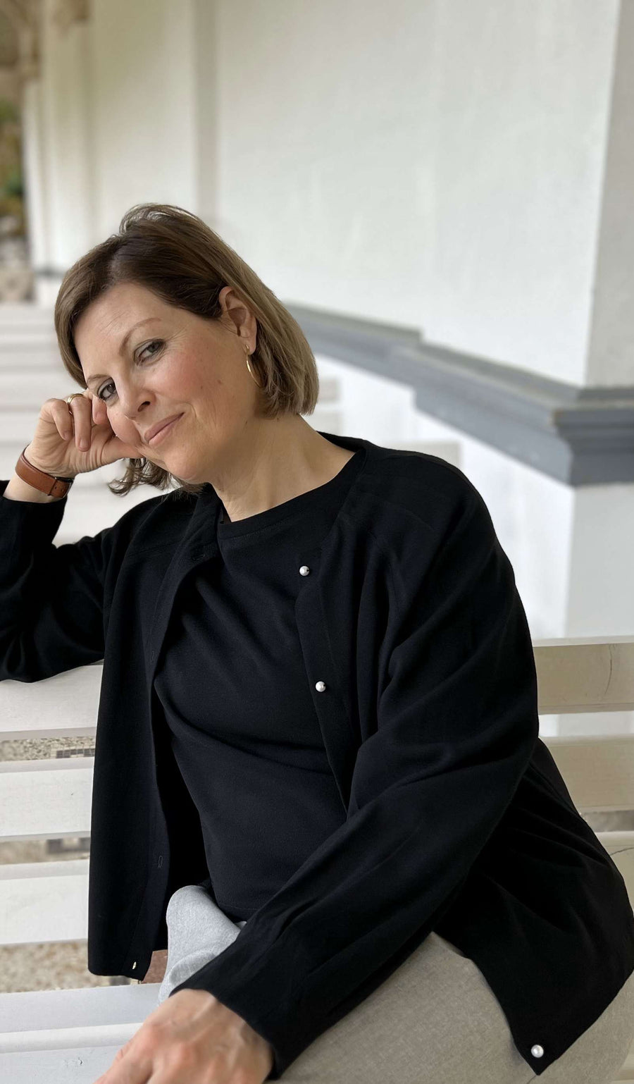 Twinset aus unserem Escadastoff in schwarz