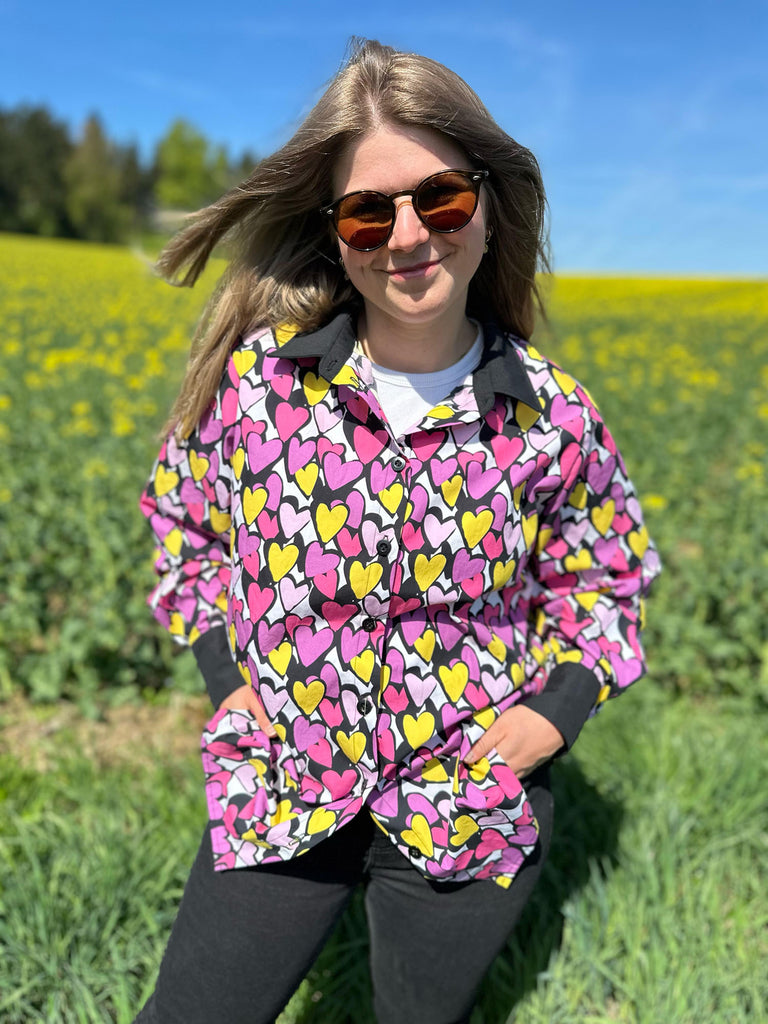 Nähbeispiel von unserem Popeline Pink Heartbeats