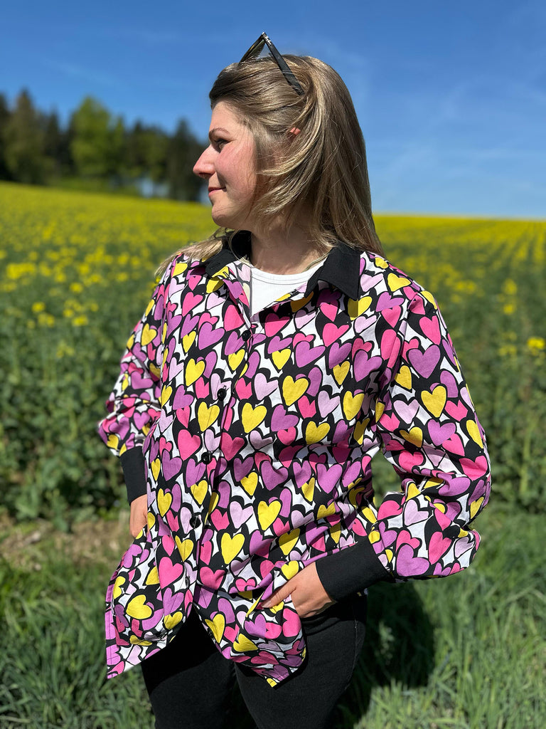 Nähbeispiel von unserem Popeline Pink Heartbeats