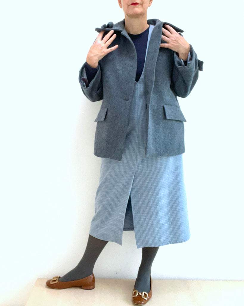 Nähbeispiel unserer recycelten Wolle als Jacke 31-1 von Sistermagpattern