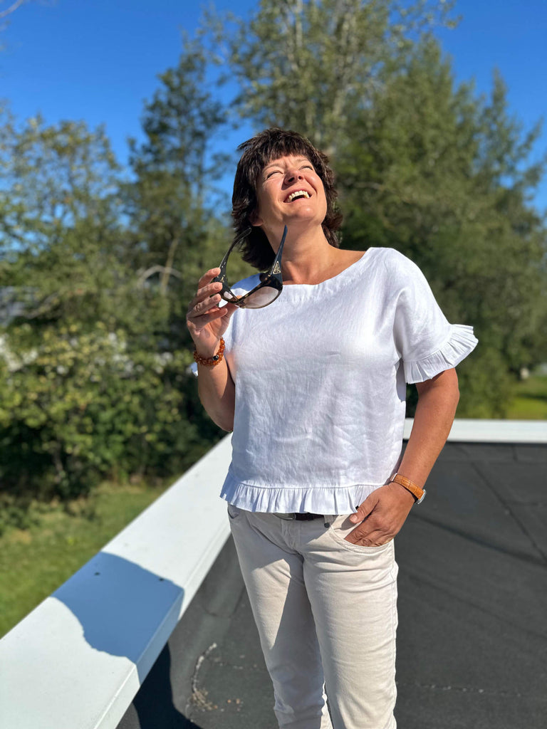 Nähbeispiel vom Panamastretch in der Farbe 'Frozen Yogurt'