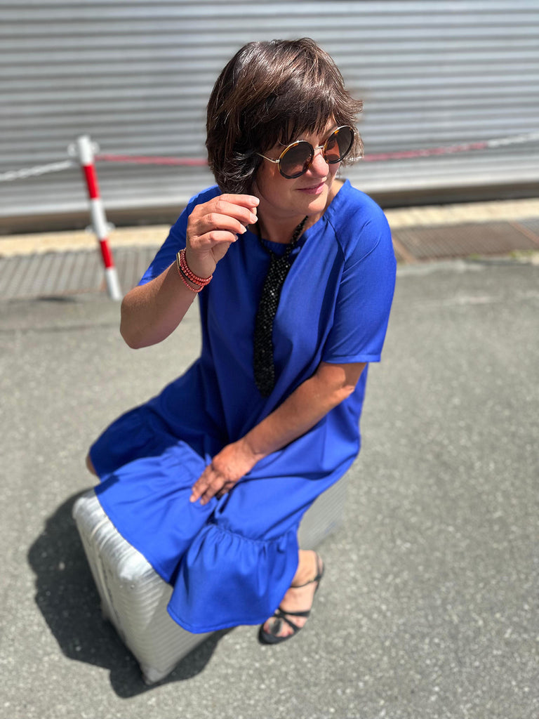 Nähbeispiel unserer Summerwool in der Farbe Saphir
