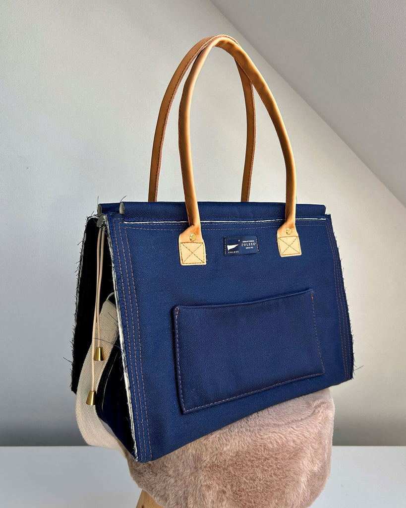 Nähbeispiel aus unserem Techno-Denim als Tasche