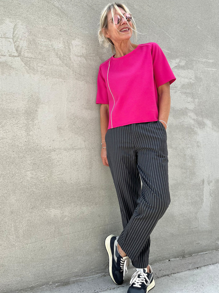 Nähbeispiel von unserem Romanit Jersey in der Farbe Pink 