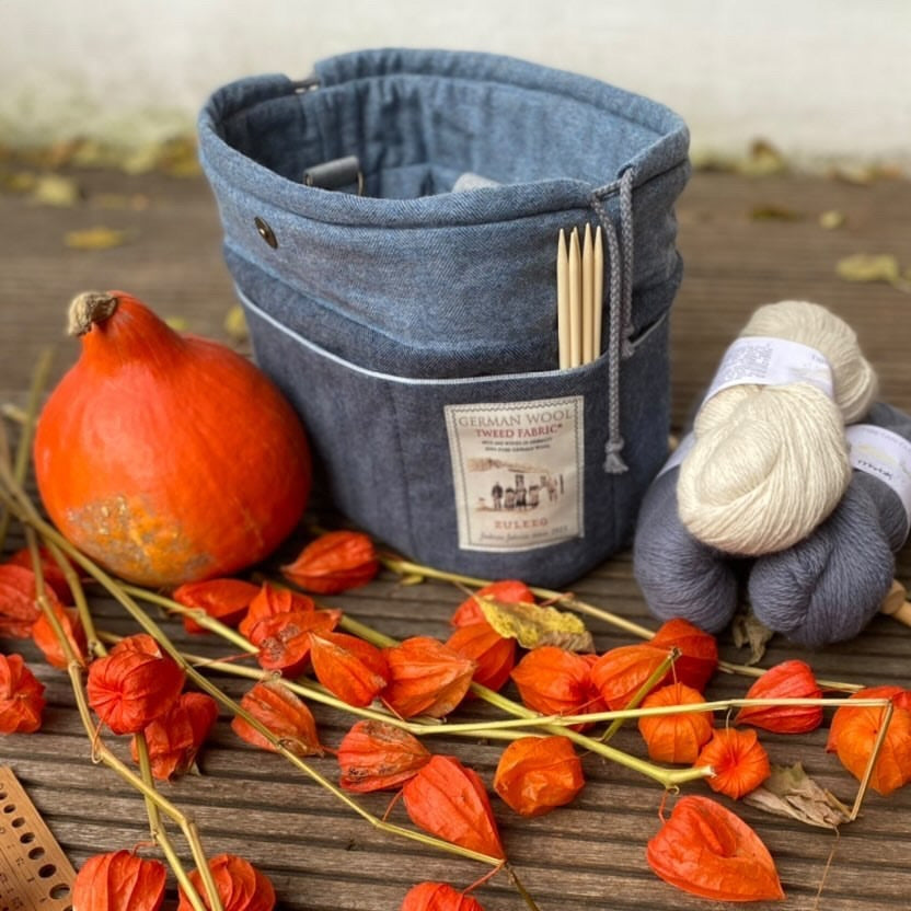 Nähbeispiel des Abseitenfischgrats als Projekttasche von Springi