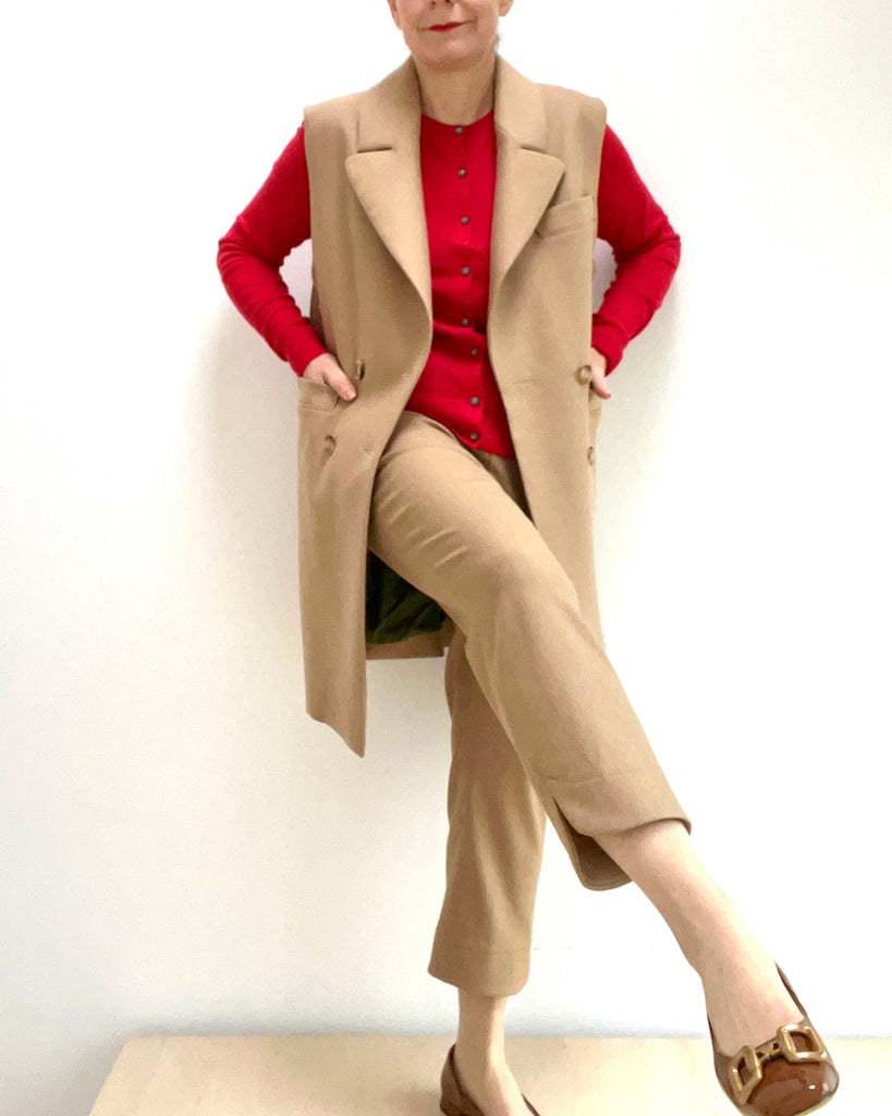 Longvest aus dem Tencel Flanell in Biscuit